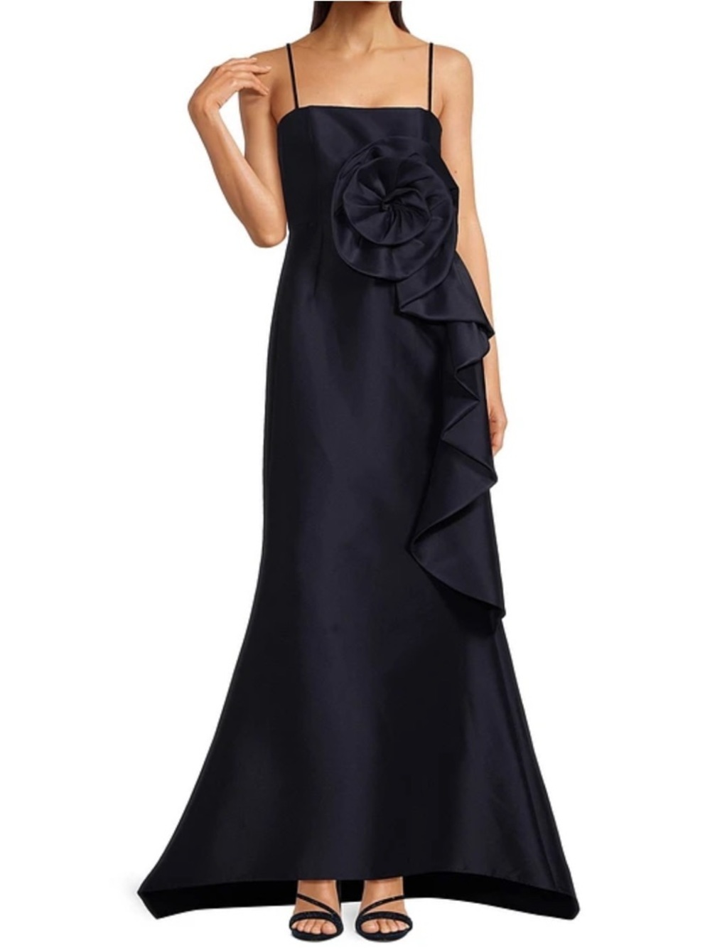 Muse by Marchesa Mikado 3D Rosette Running Side Ruffle Fit And Flare Gown Size 4